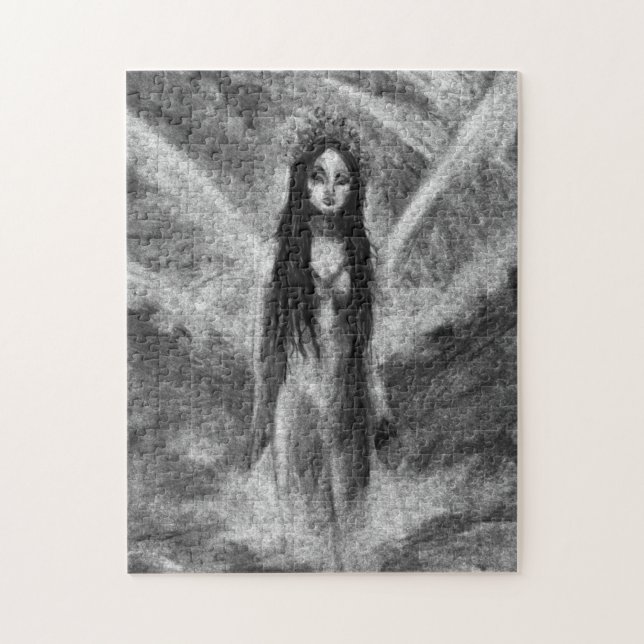La Luna Mörk Angel Fairy Original Art Puzzle Pussel (Vertikal)