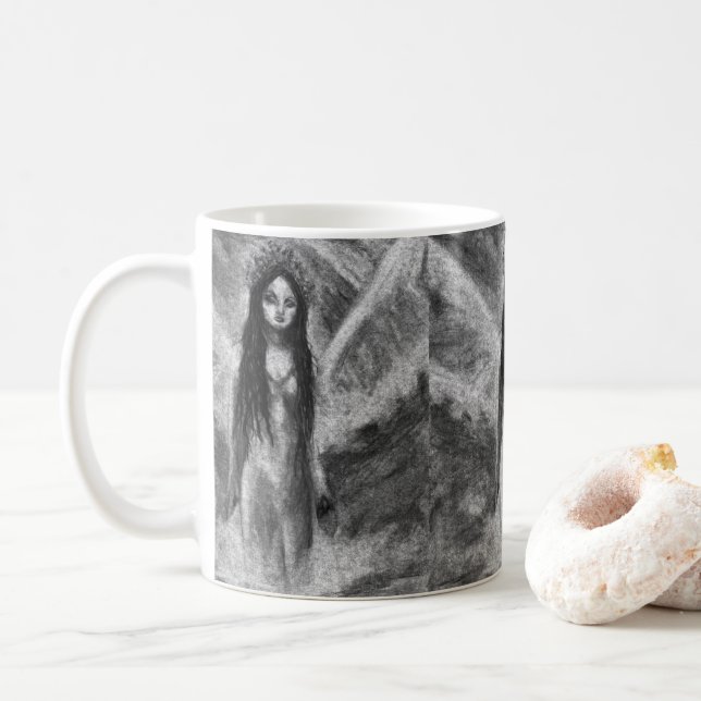 La Luna Mörk Ängla Fe Fairy Goth Kvinna Original K Kaffemugg (Med munk)