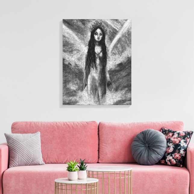 La Luna Mörk Ängla Fe Fé Fantasi Konst Canvastryck (Insitu (Vardagsrum))