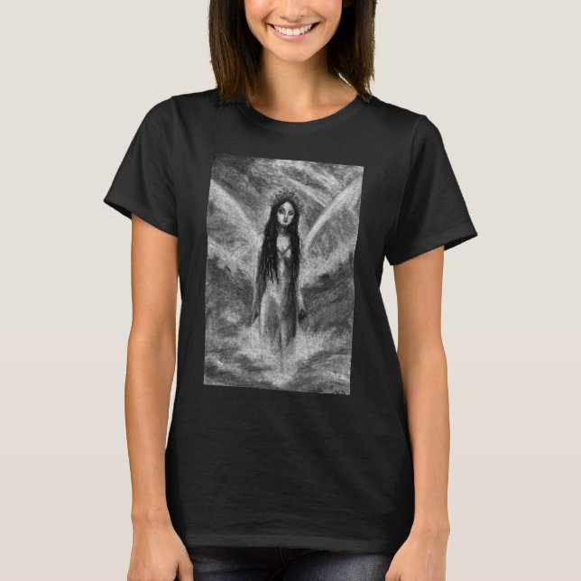 La Luna Mörk Ängla Fe Féminint Goth Fantasy Konst Tröja (Framsida)