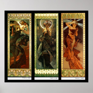 La lune et les étoales av Alphonse Mucha Poster