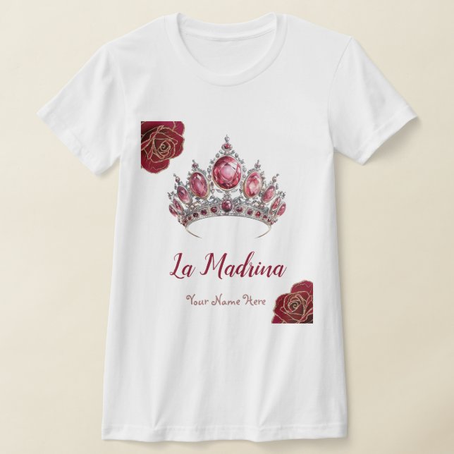 La Madrina med Röd ros & Quince Squad Design T Shirt (Laydown)