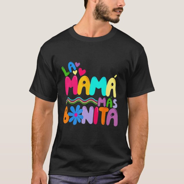 La MaMa Mas Bonita Retro Groovy  Spanish Mothers D T Shirt (Framsida)
