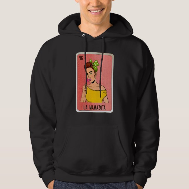 La Mamazota Mexican Slang Lottery Bingo Cards Hoodie (Framsida)