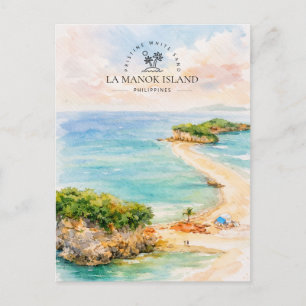 La Manok Island Filippinerna Souvenir i akvarell Helg Vykort