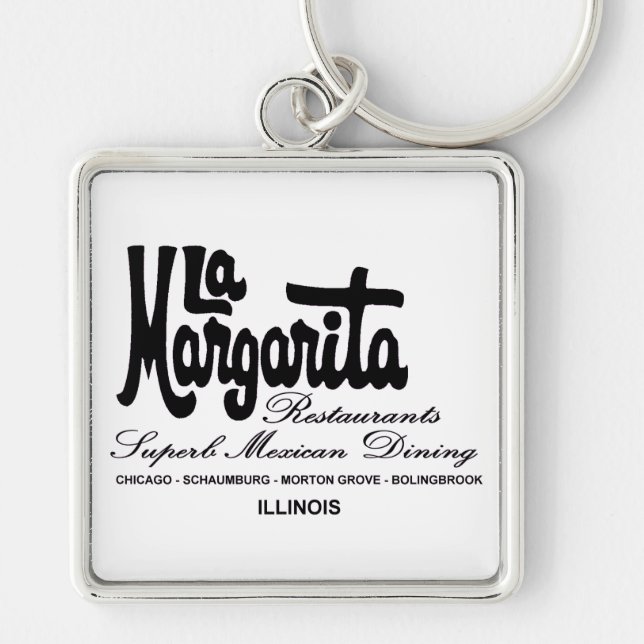 La Margarita Restaurants of Illinois Fyrkantig Silverfärgad Nyckelring (Framsidan)