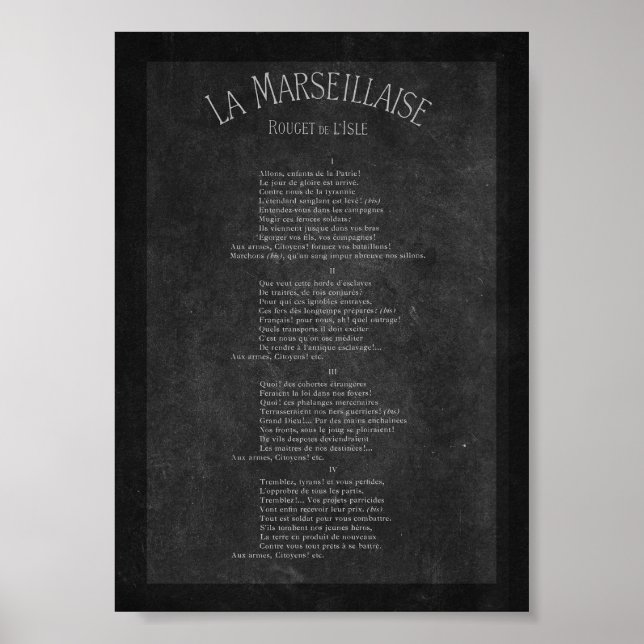 La marseillaise - Paroles Poster (Framsidan)