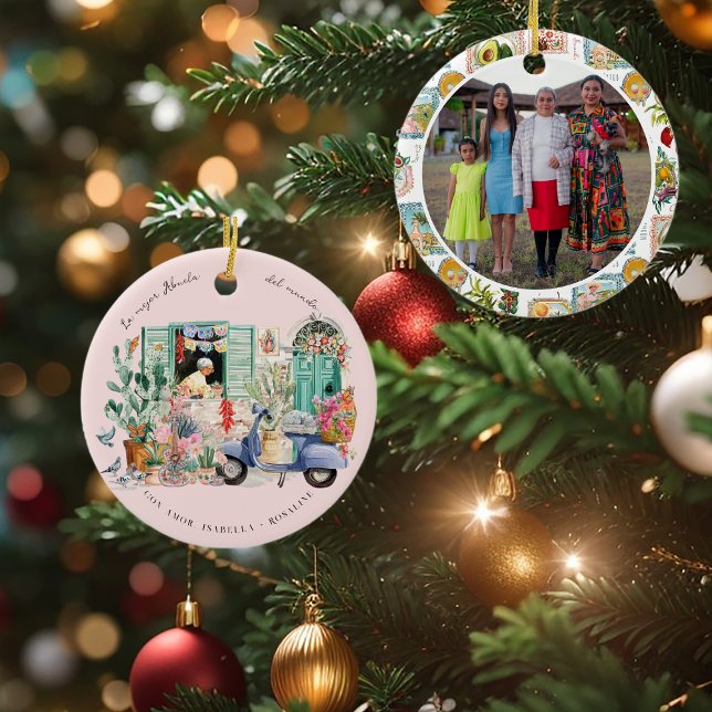 La Mejor Abuela del Mundo | Personalized Julgransprydnad Keramik (Skapare uppladdad)