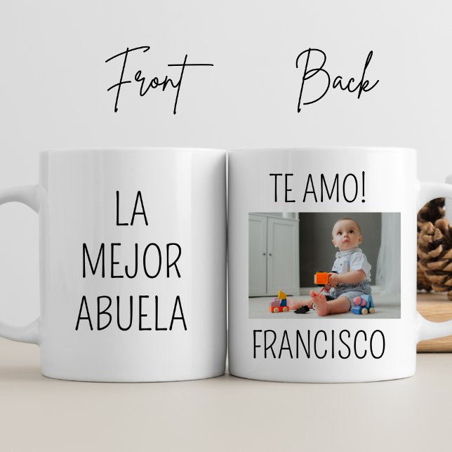 La Mejor Abuela Personalize Photo Grandma Birthday Mugg (Skapare uppladdad)