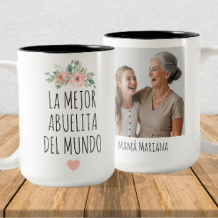 La mejor abuelita del mundo - Anpassningsbar Photo Två-Tonad Mugg