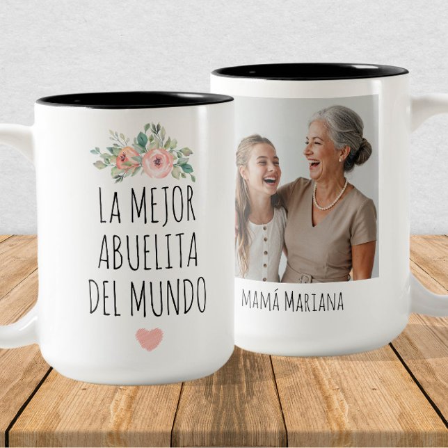 La mejor abuelita del mundo - Anpassningsbar Photo Två-Tonad Mugg (Skapare uppladdad)