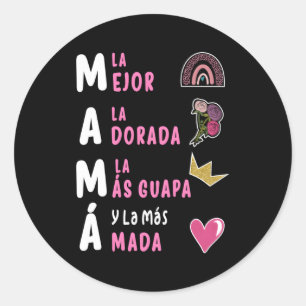 La Mejor Mamma Del Mundo Spanska Mors dag Flora Runt Klistermärke