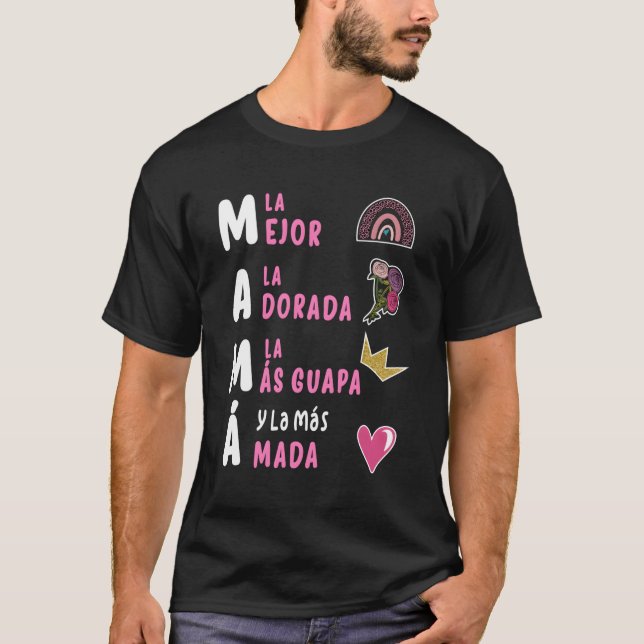 La Mejor Mamma Del Mundo Spanska Mors dag Flora T Shirt (Framsida)