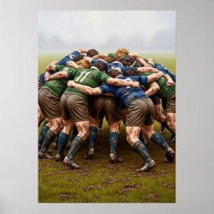 LA MÊLÉE AU RUGBY (Rugby Scrum) Poster