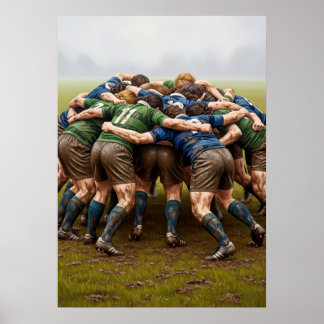 LA MÊLÉE AU RUGBY (Rugby Scrum) Poster