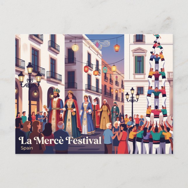 La Mercè Festival Barcelona Spanien Vykort (Framsida)