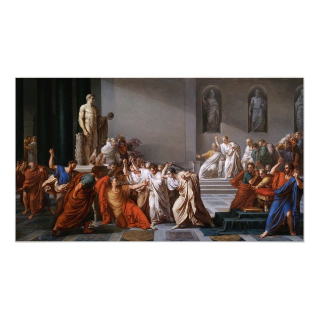 La morte di Cesare av Vincenzo Camuccini Fototryck (Framsidan)