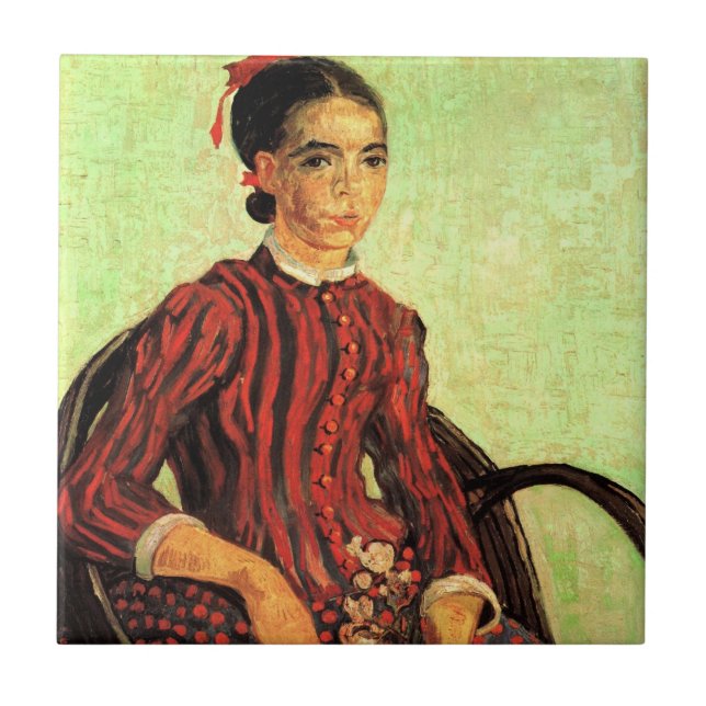 La Mousme, Sitta av Vincent van Gogh Kakelplatta (Framsidan)