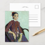 La Mousmé | Vincent van Gogh Vykort<br><div class="desc">La Mousmé 1888 | Originalkonstverk av den nederländske postimponerande konstnären Vincent van Gogh (1853-1890). Målningen skildrar en ung kvinna sitta i en käpp som sitter i en gren av oleander. Den målades av Van Gogh 1888 medan han bodde i Arles, Frankrike. Använda verktygen för att lägga till anpassningsbar eller anpassa...</div>