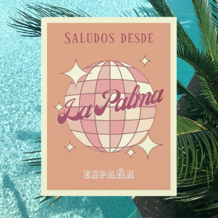 La Palma Isla España vintage disco party Postcard Vykort
