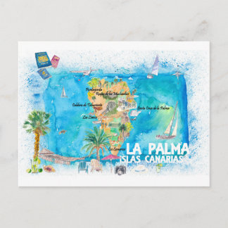 La Palma Islas Canaria Travel Karta Vykort