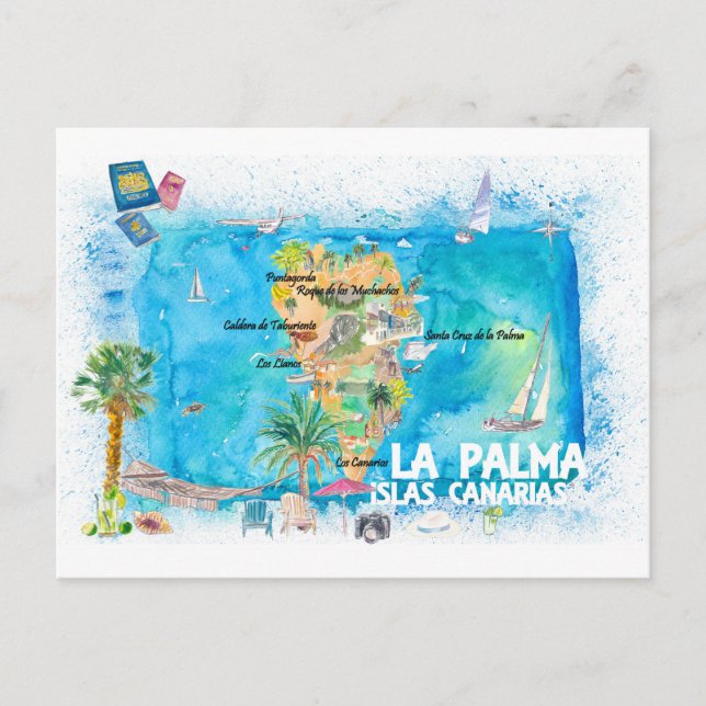 La Palma Islas Canaria Travel Karta Vykort (Framsida)