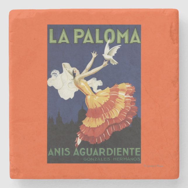 La Paloma - Anis befordrings- Aguardiente Stenunderlägg (Framsidan)