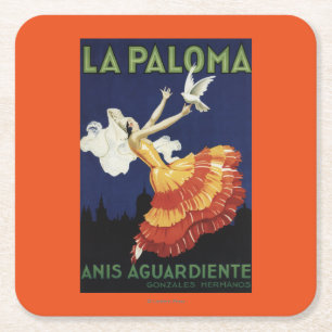 La Paloma - Anis befordrings- Aguardiente Underlägg Papper Kvadrat