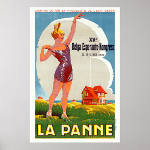 La Panne Belgium Vintage affisch 1926