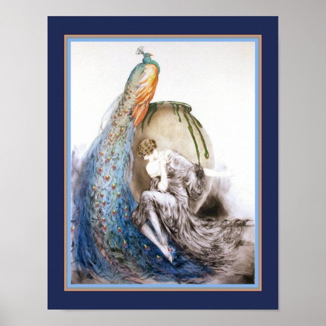 "La Paon" Louis Icart Art Deco Skriv ut Poster (Framsidan)