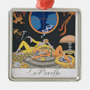 La Paresse, 1924 (pochoirtrycket) Julgransprydnad Metall