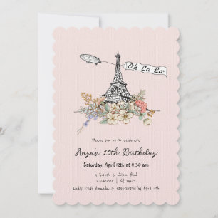 La Paris Parisian Birthday Inbjudningar