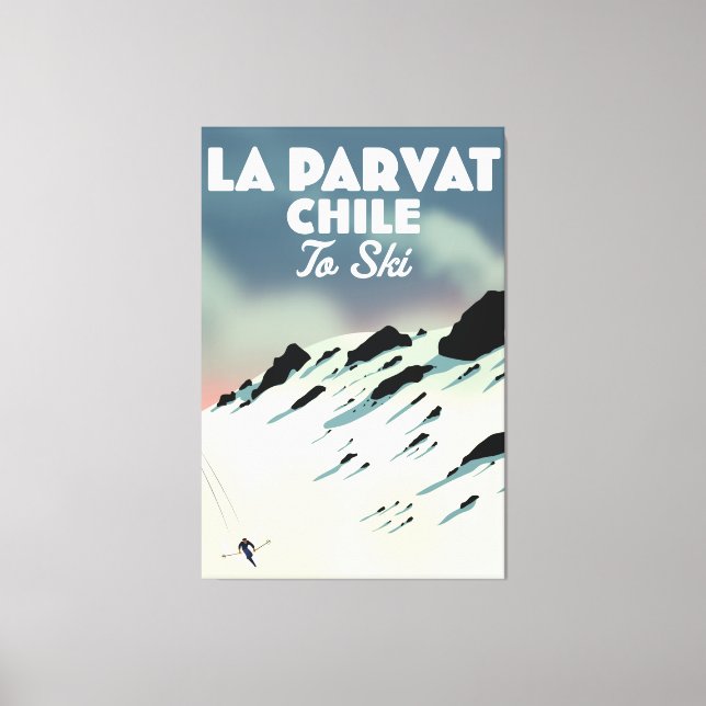 La Parvat Chile retro ski art. Canvastryck (Framsida)