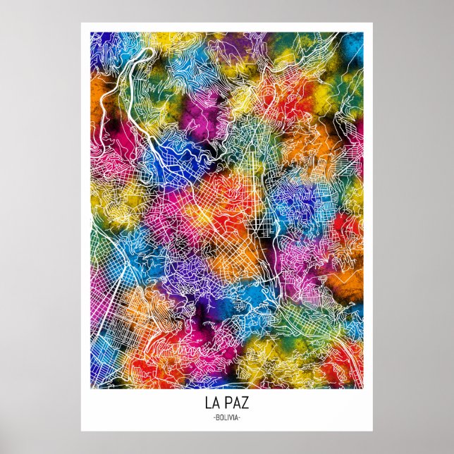 La Paz Bolivia City Karta Poster (Framsidan)