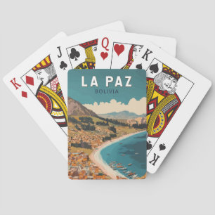 La Paz Bolivia Illustration Travel Art Vintage Casinokort