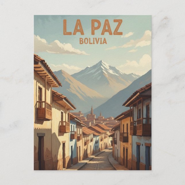 La Paz Bolivia Travel Vykort (Framsida)