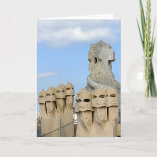 La Pedrera Skorsten Pots, Barcelona, Spanien - Kort