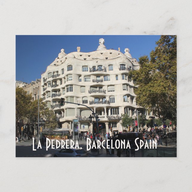 La Pedrera vid den Gaudi Barcelona Spanien Vykort (Framsida)