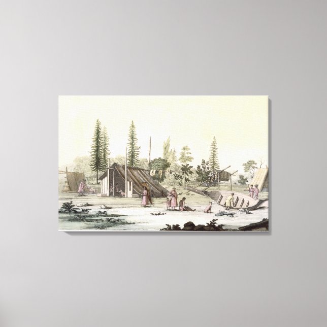 La Perouse i Port Francesci (färg engrave) Canvastryck (Framsida)