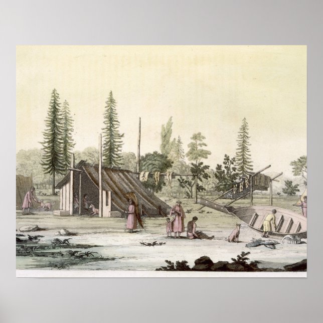 La Perouse i Port Francesci (färg engrave) Poster (Framsidan)