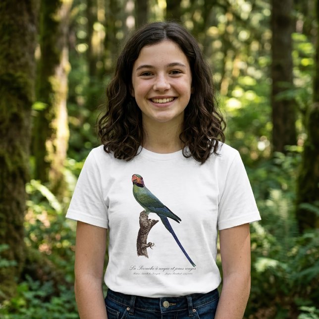 La Perruche a nuque et joues rouges T Shirt (Long-Tailed Parakeet, Psittacula Longicauda. Girl Basic White T-Shirt)