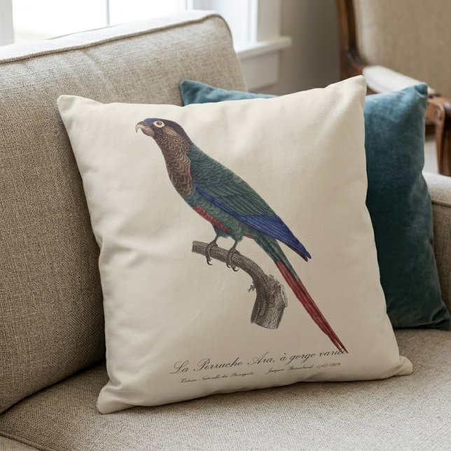 La Perruche Ara, med varierad strupe  Kudde (The Painted Parakeet, Pyrrhura Picta. Throw Pillow)