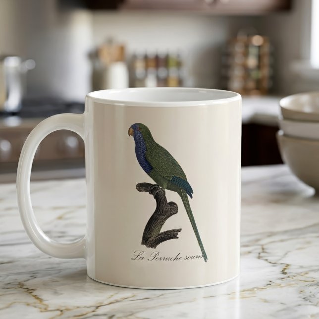 La Perruche souris/Munk Parakeet Kaffemugg (Monk Parakeet or Monk Parrot, Myiopsitta Monachus. Coffee Mug)