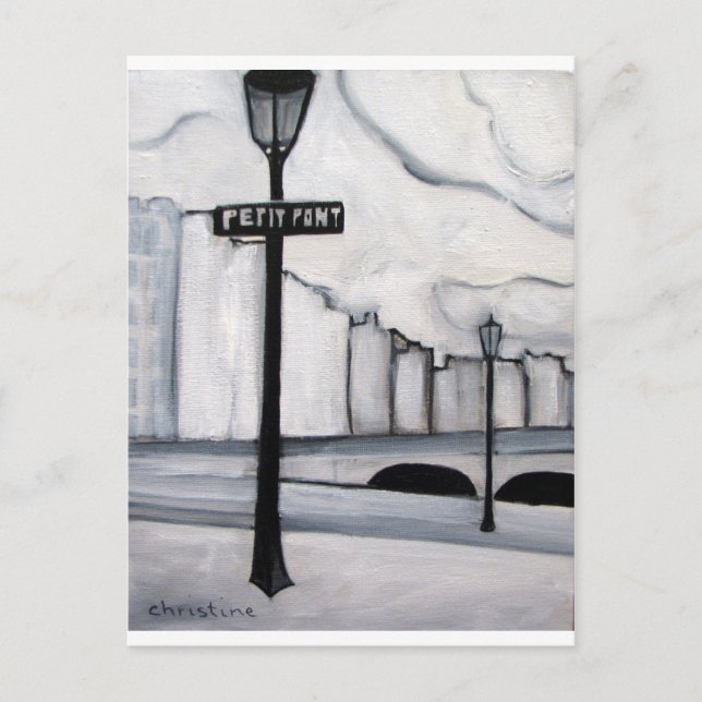 La Petit Pont, Paris Frankrike Vykort (Framsida)