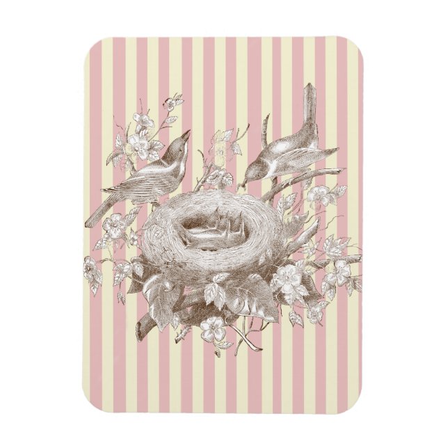La Petite Famille om rosa och gräddbakgrund Magnet (Vertikal)