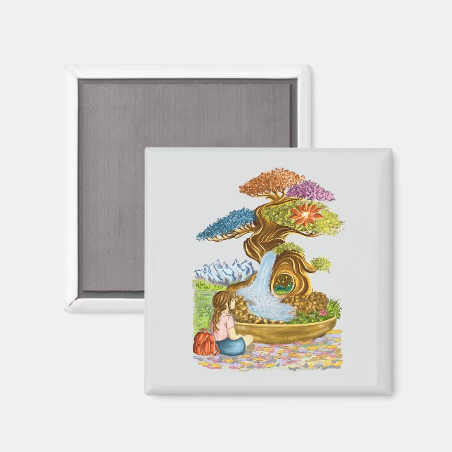La petite fille et son Bonzaï géant. Magnet (Front/Back)
