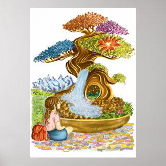 La petite fille et son Bonzaï géant. Poster