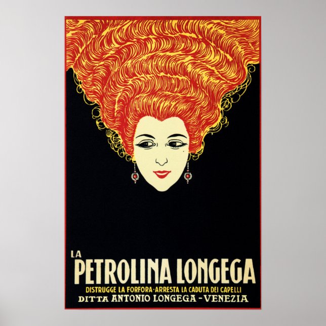 La PETROLINA LONGEGA 1920 s Shampoo Advertisement Poster (Framsidan)