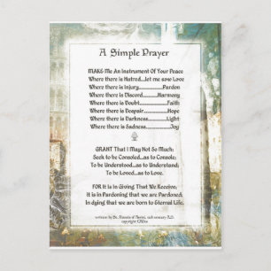 La Piazza Simple Prayer For Peace by St Francis Vykort