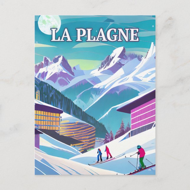La Plagne : Aventures Alpines et Splendeur enneigé Vykort (Framsida)